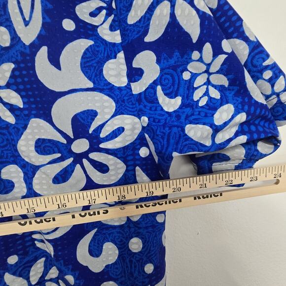 Pointzero Tropical Hawaiian Mens Shirt Large Blue With Flowers - Picture 5 of 10
